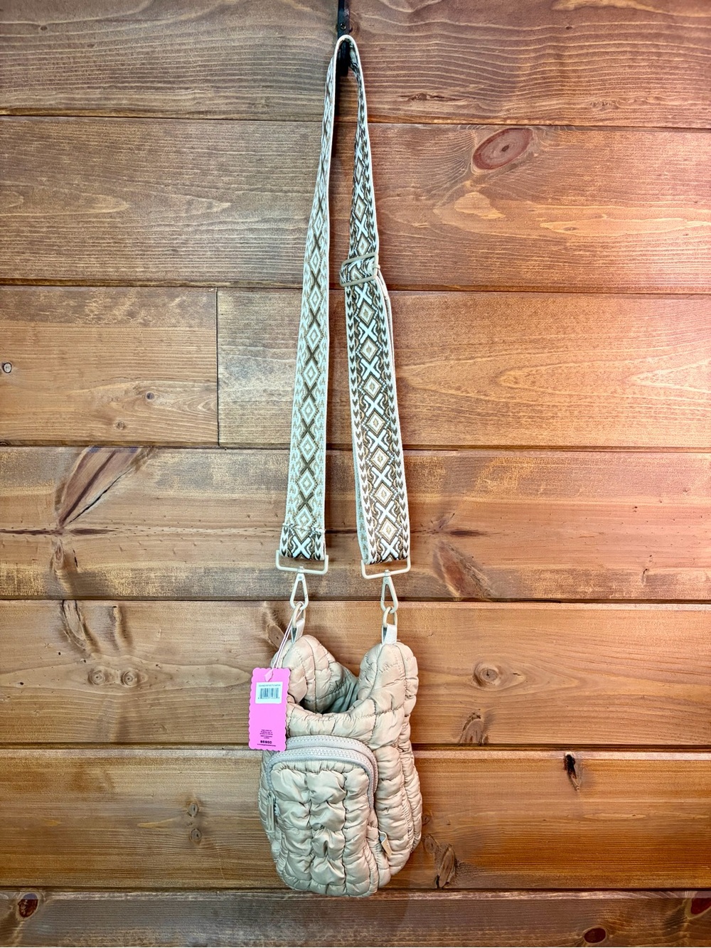 Simply Southern Quilted Beige Water Bottle Crossbody with Boho Strap 💕